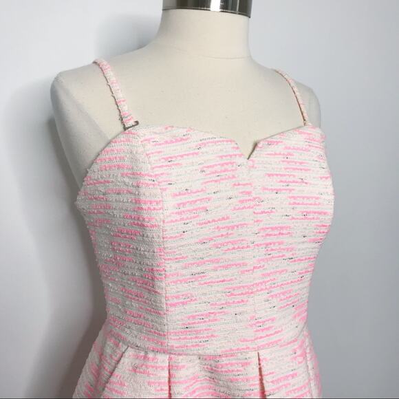 New Anthropologie Moulinette Soeurs Size 12 Pink Pasteque Tweed Dress Pockets - Picture 4 of 8